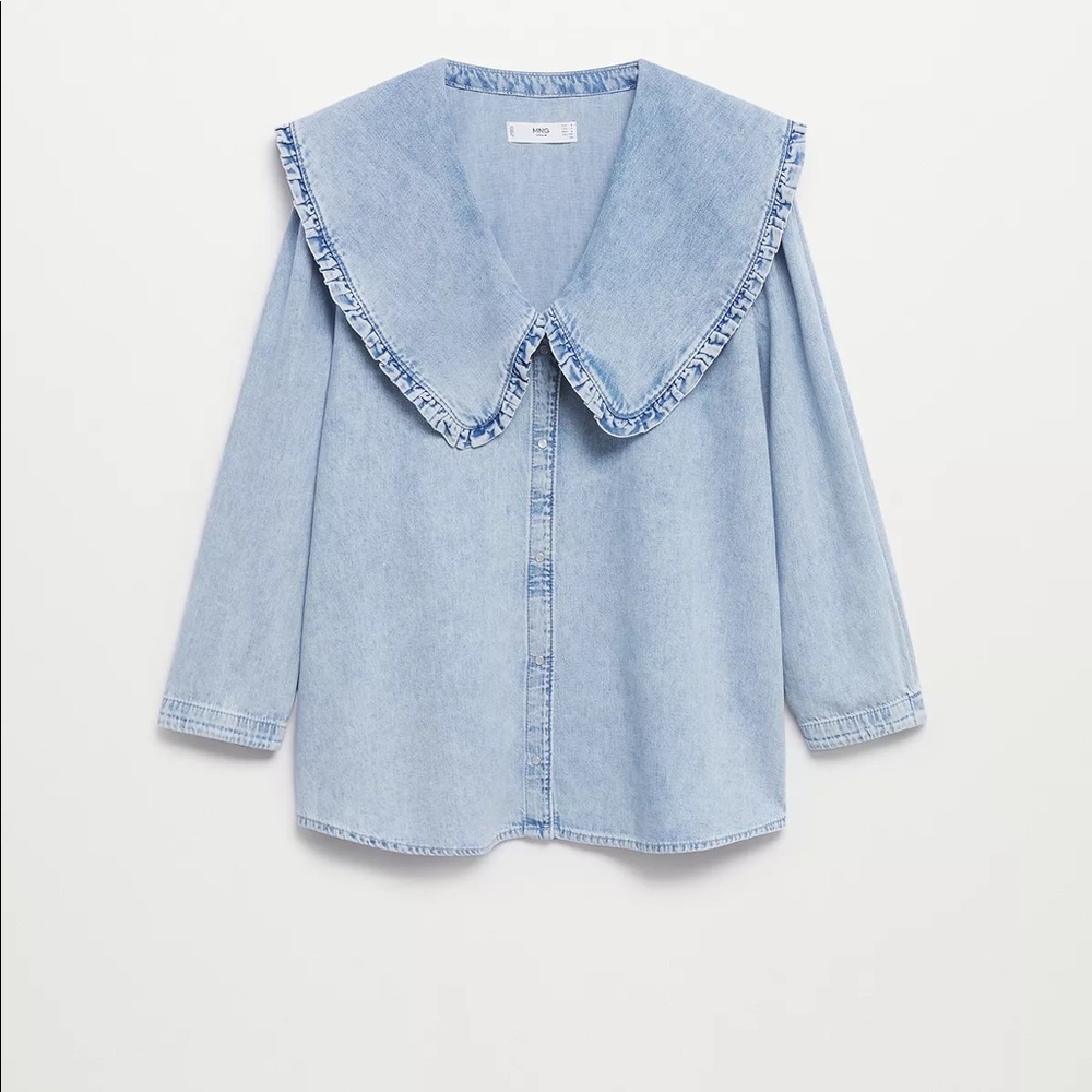 Mango | denim shirt with baby doll collar